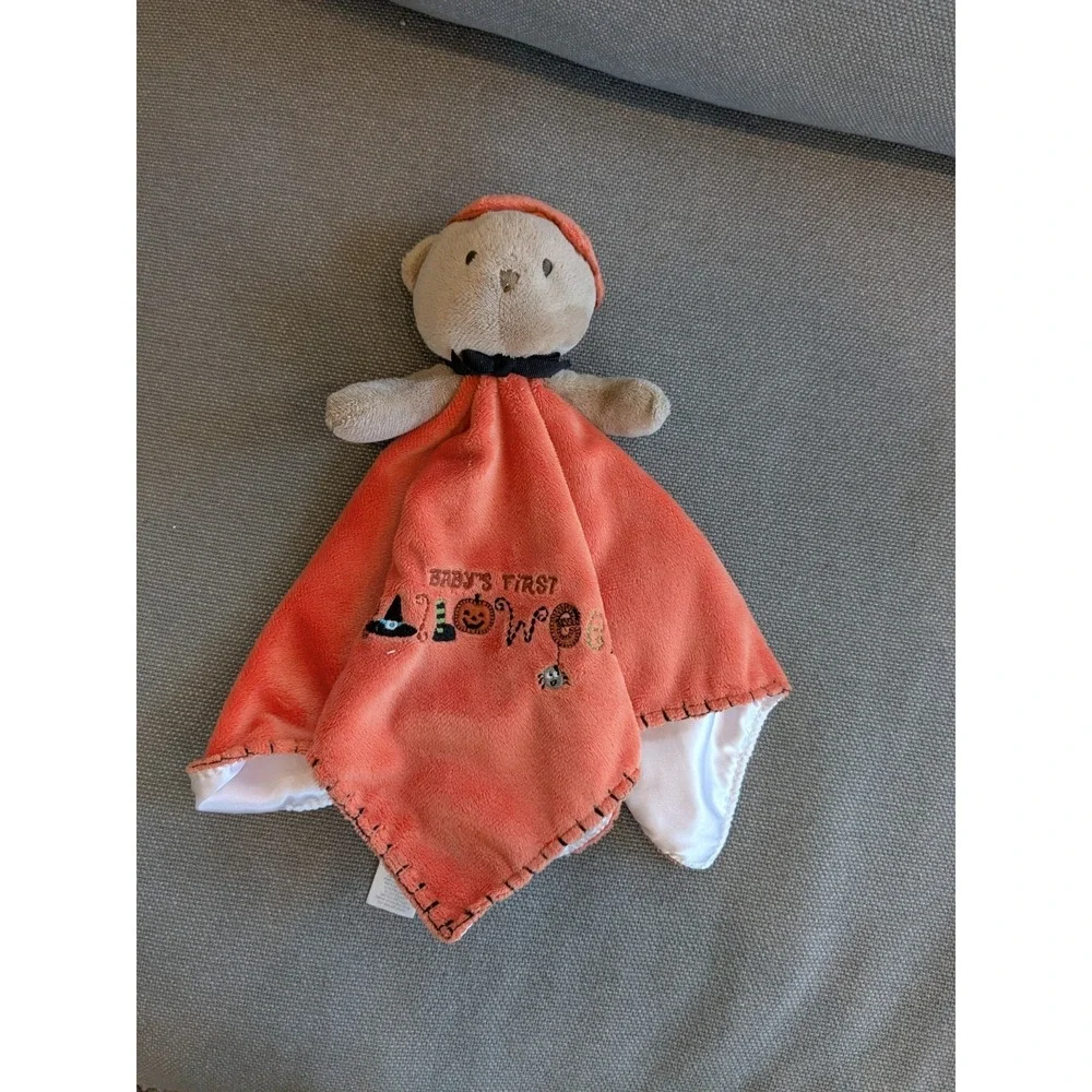 Carters Babys First Halloween Lovey Security Blanket Orange Pumpkin Bear 14''